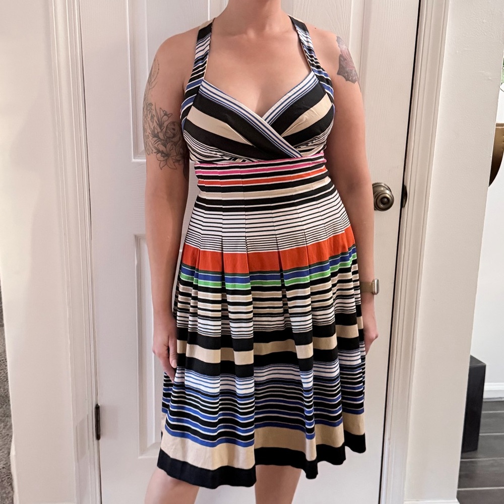 Vintage Calvin Klein Multicolor Striped Midi Dress